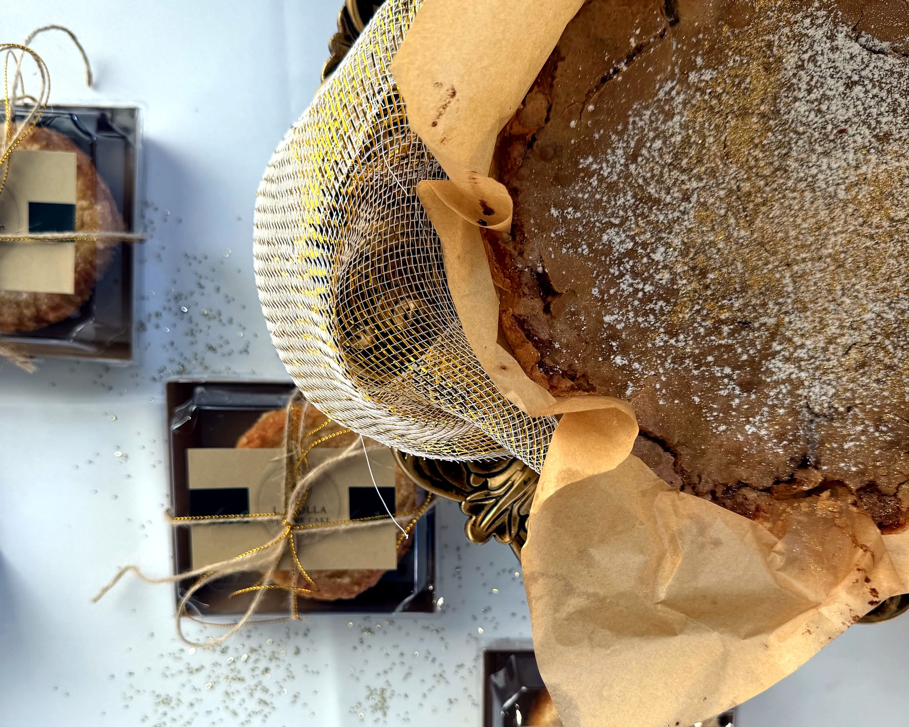 La Jolla butter cake dusted with powdered sugar